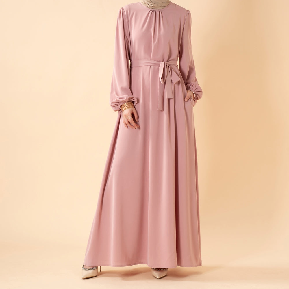 Candy Color Pleated Abaya | Must-have Essential Basic Dress (MA142)