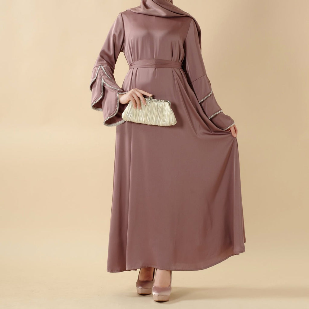 3-Layer Diamond Ruffle Sleeve Abaya With Pockets (MA040)