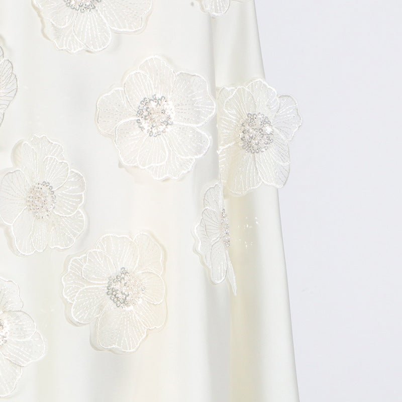3D Floral Appliqué Sleeveless Maxi Dress(MS358)