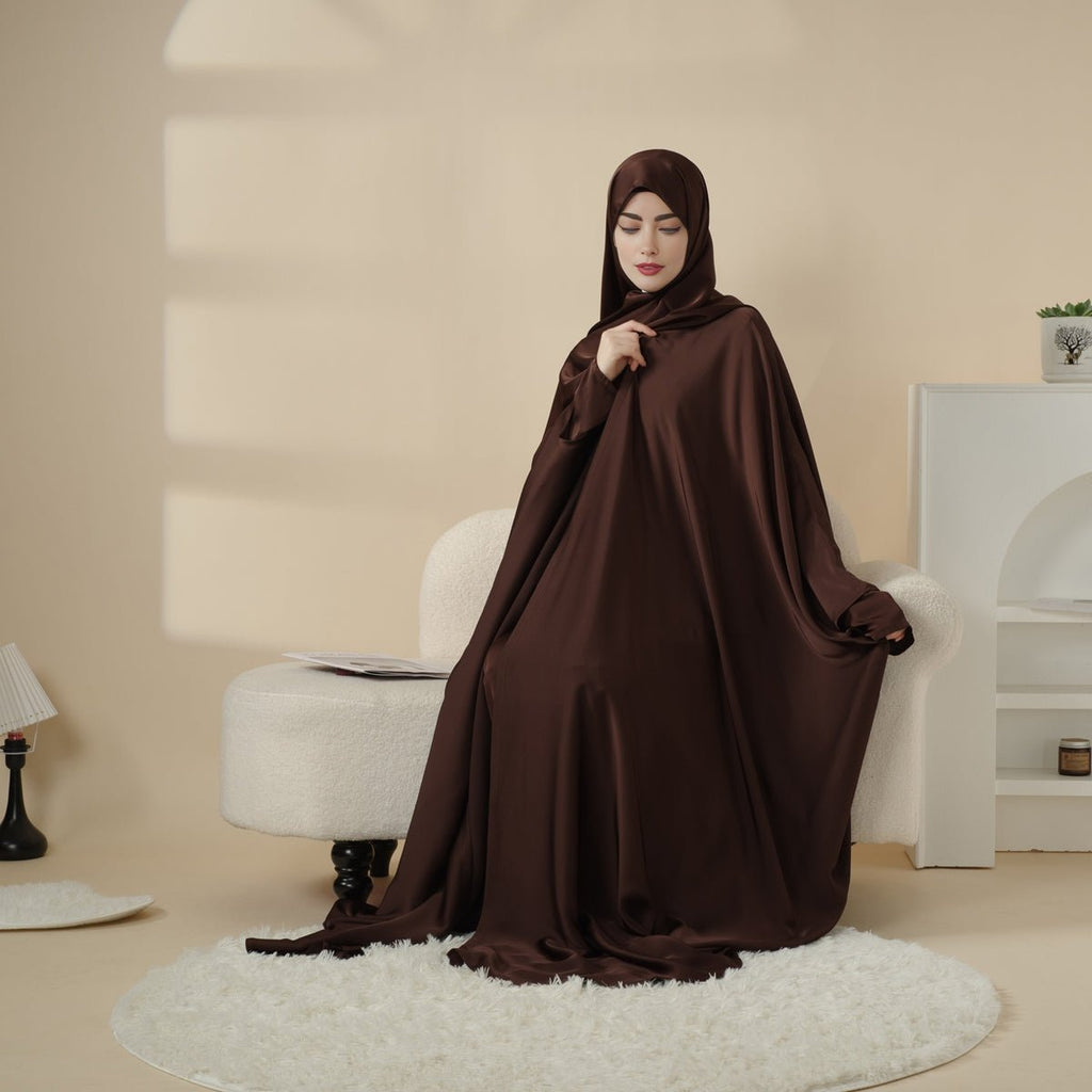 5-Piece Set Butterfly Abaya With Niqab, Loose Full Cover Satin Abaya (MOA019)