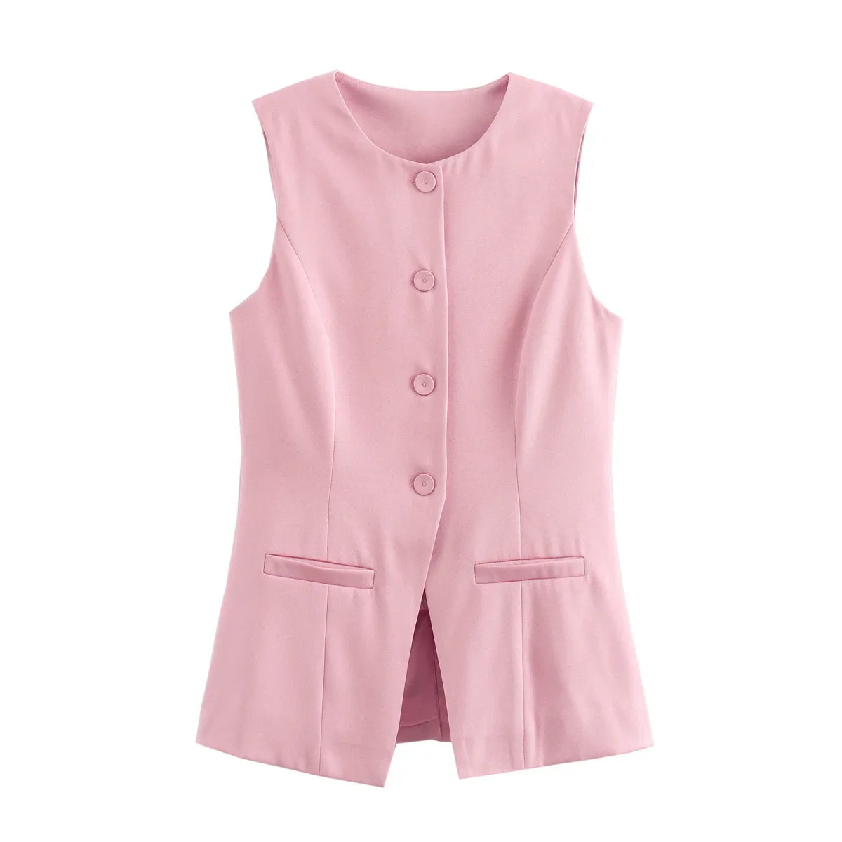 MUJER 2025 White Sleeveless Vest Women Button Summer Vests for Women Jacket Pink Vest Top Women Streetwear Women's Tailored Vest