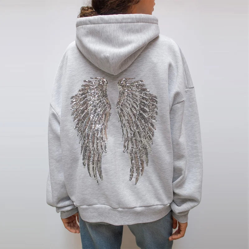 Women Free Wing Hooded Sweatshirt Pure Color Top Long Pants Clothing Suit Female 2026 New Unique Fashion Street Casual Clothes