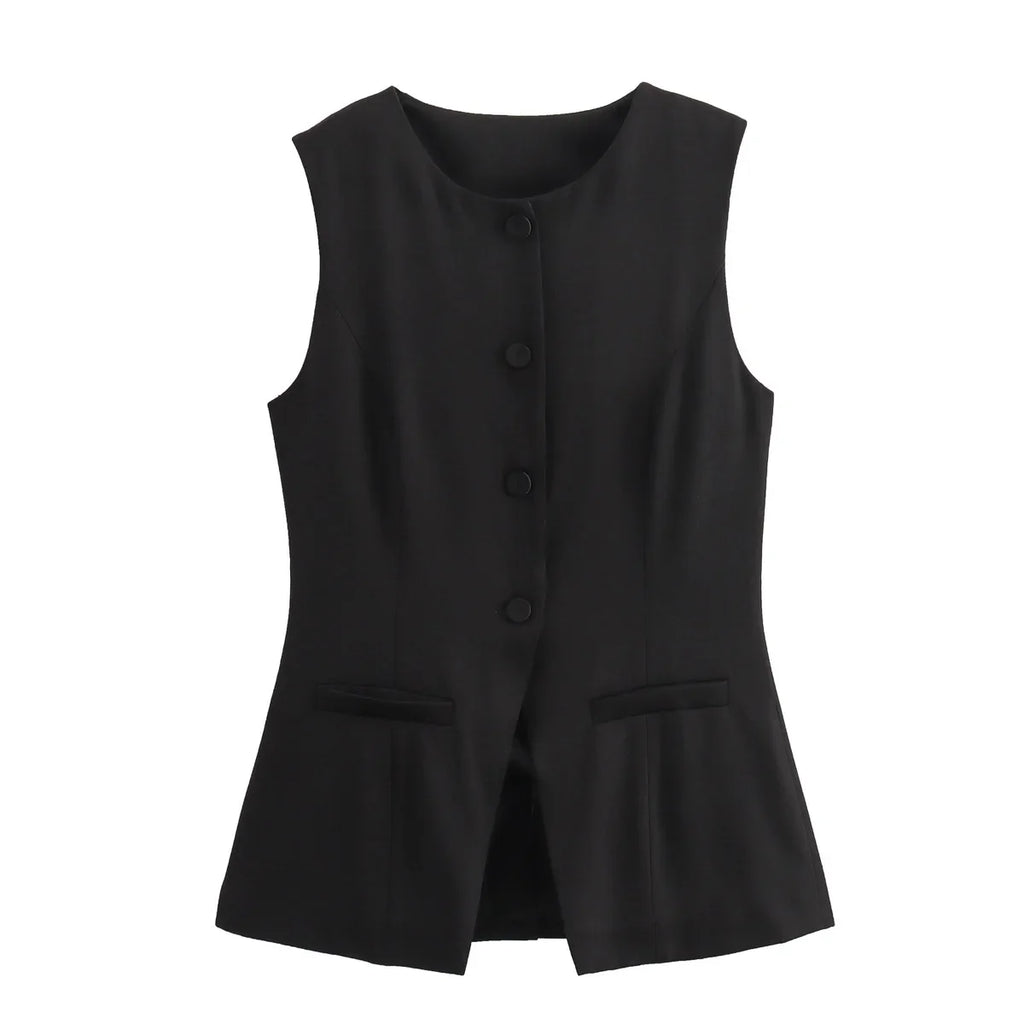 MUJER 2025 White Sleeveless Vest Women Button Summer Vests for Women Jacket Pink Vest Top Women Streetwear Women's Tailored Vest