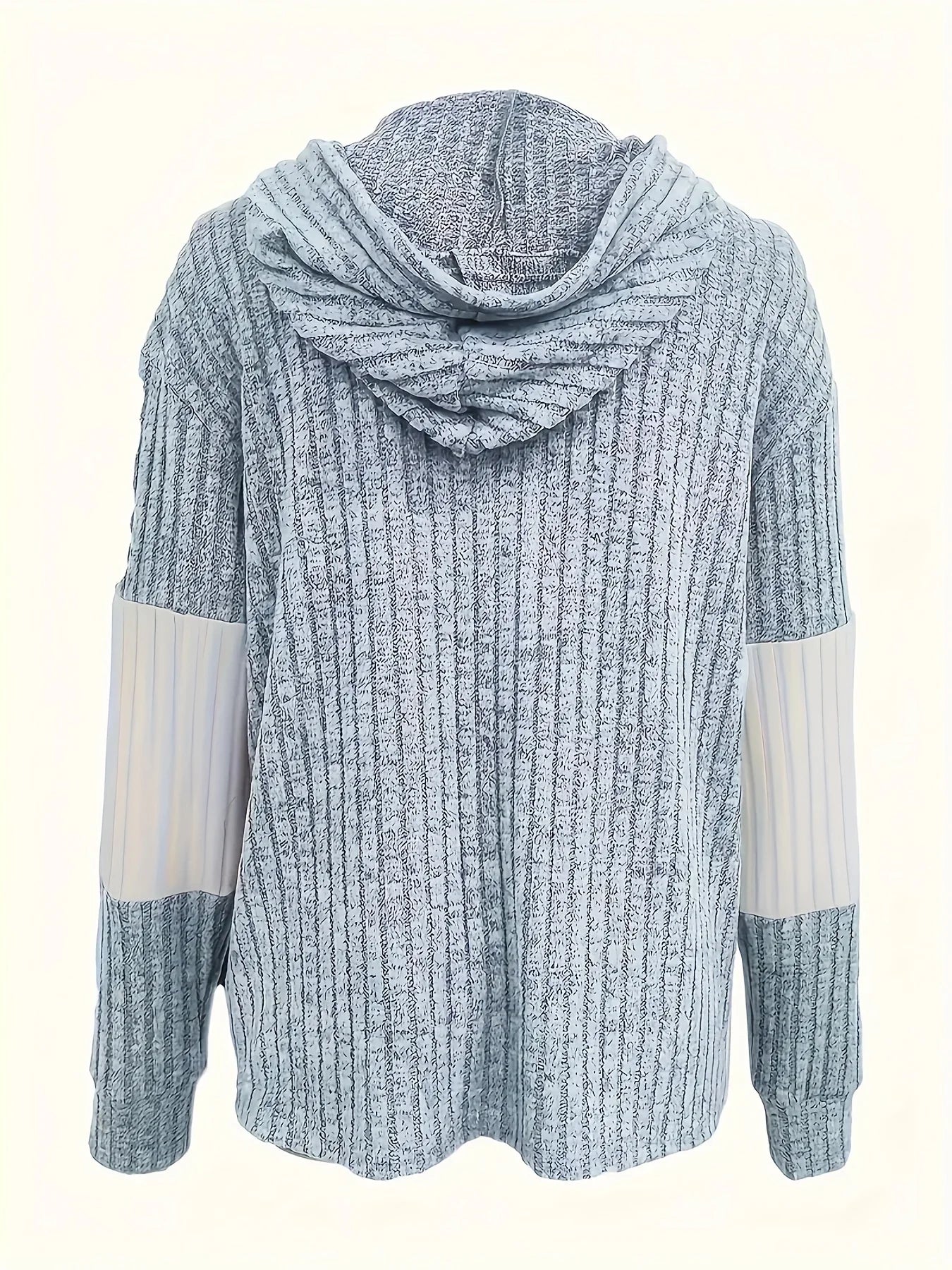 Women's Casual Color Block Hoodie Drawstring Zipper Jacket Streetwear Style with Pockets