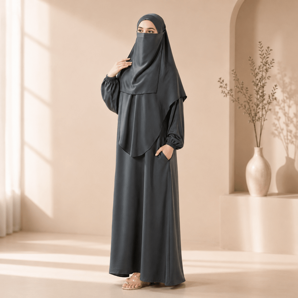 Abaya With Niqab and Khimar | Satin Niqab Khimar and Abaya (MK024)