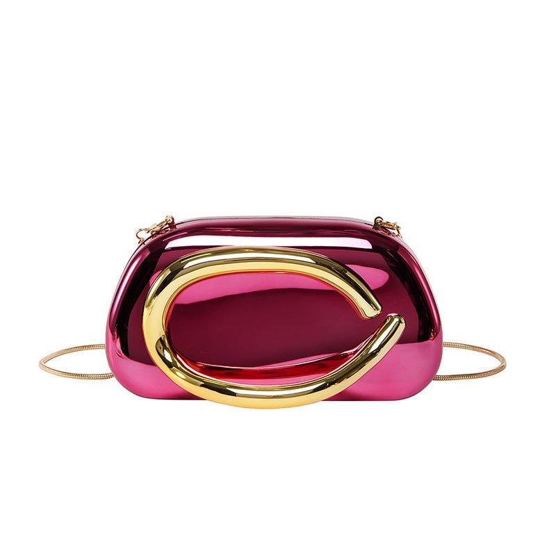 Acrylic Evening Clutch | Metallic Handle Party Bag with Chain Strap(MAC354)