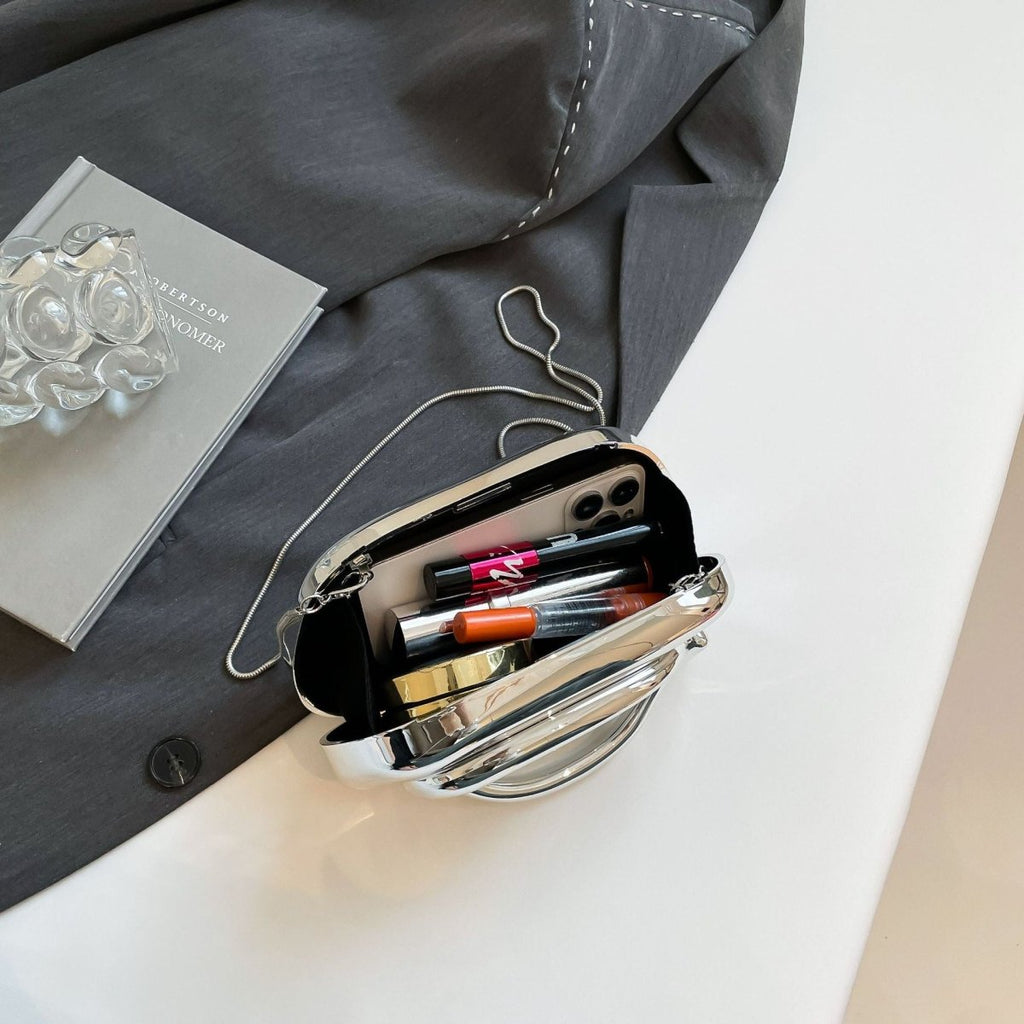 Acrylic Evening Clutch | Metallic Handle Party Bag with Chain Strap(MAC354)