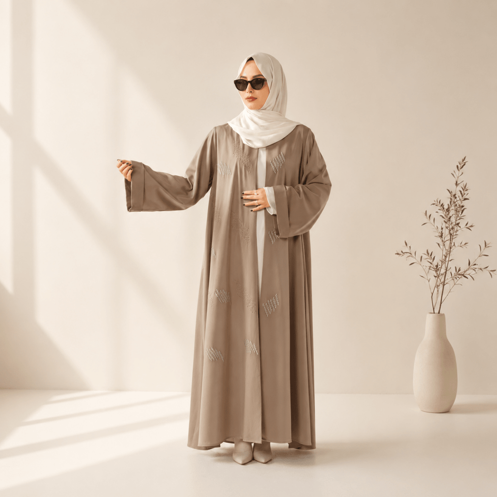 Archive Piece 3D Embroidery Abaya With Geometric Beads - MP004 (Size M Only)