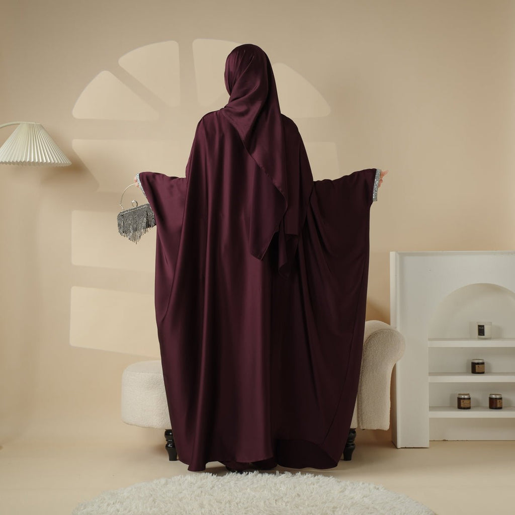 Archive Piece Abaya With Satin Shirt And Rhinestone Trousers - MP002 (Size M Only)