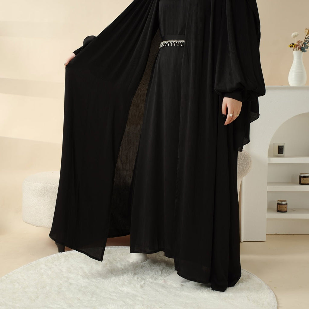 Archive Piece Crinkle Crepe Abaya 3-Piece Set - MP025 (Size M Only)