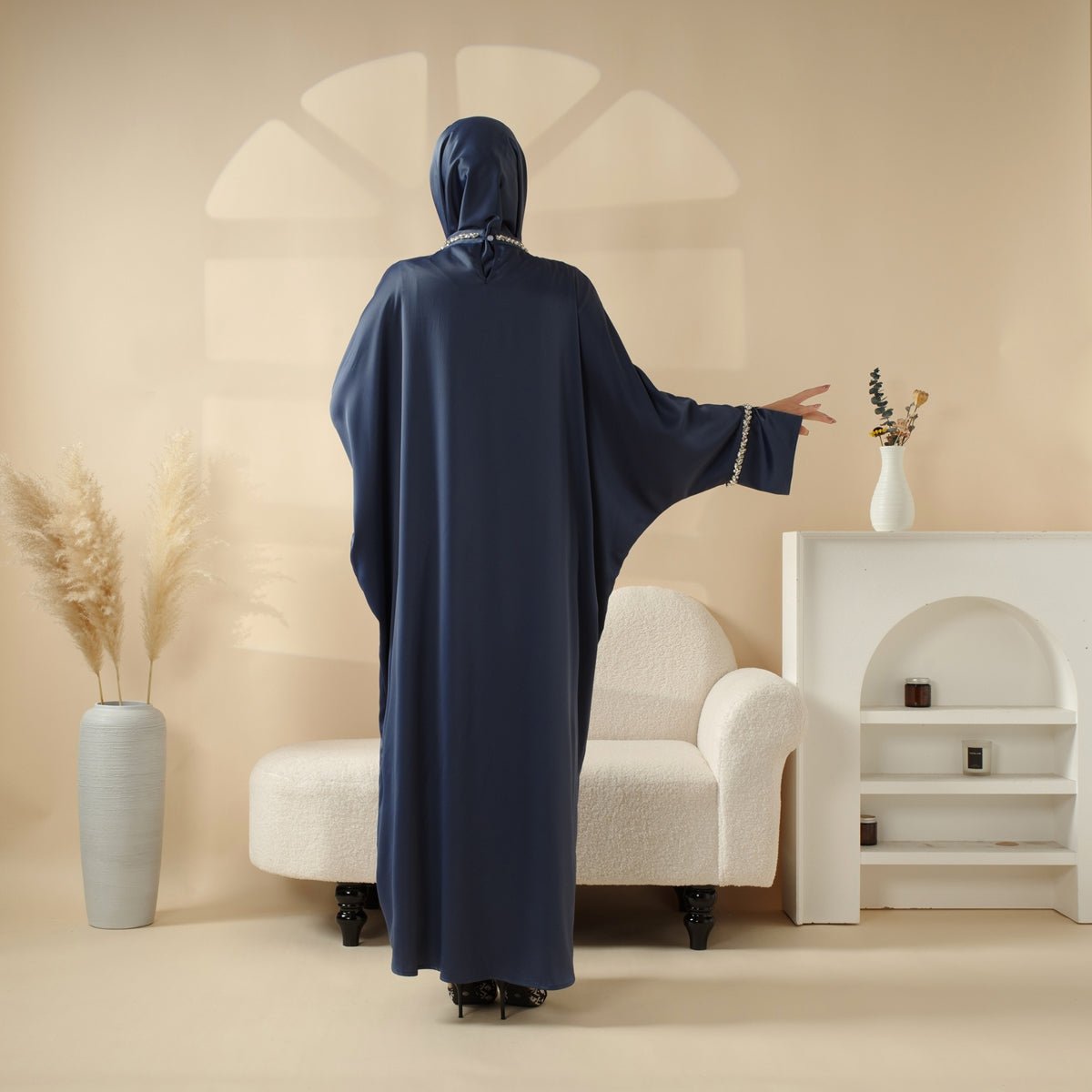 Archive Piece Kaftan Batwing Sleeve Luxury Satin Diamond Abaya 2-Piece Set - MP008 (Size S Only)