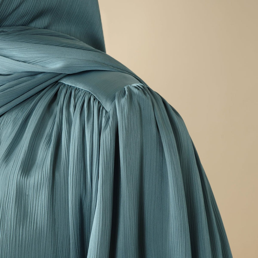 Archive Piece Pleated Shoulder Crinkle Open Abaya - MP047 (Size M Only)