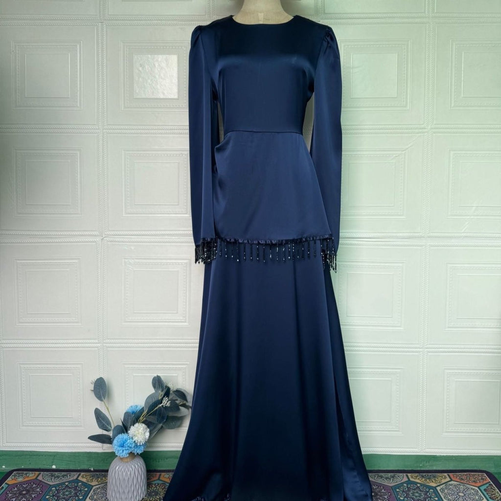 Beaded Fringe Cuff Maxi Dress(MS480)
