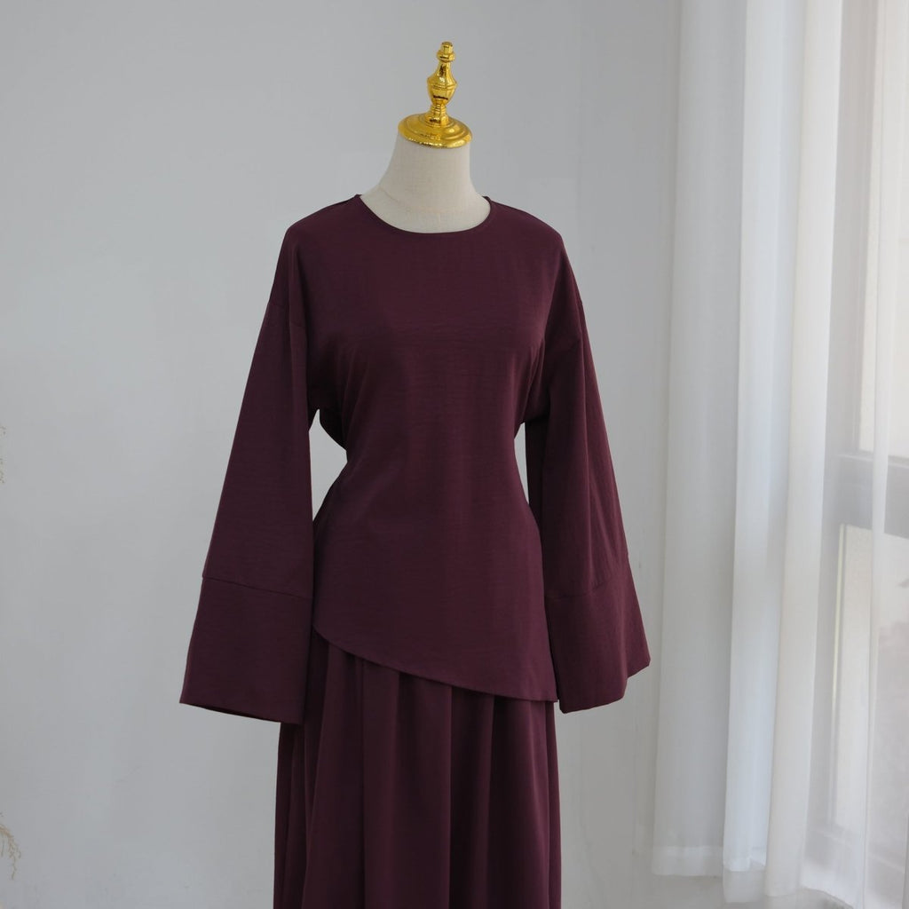 Bell Sleeve Back-Tie Top & A-Line Maxi Skirt Set(MS469)