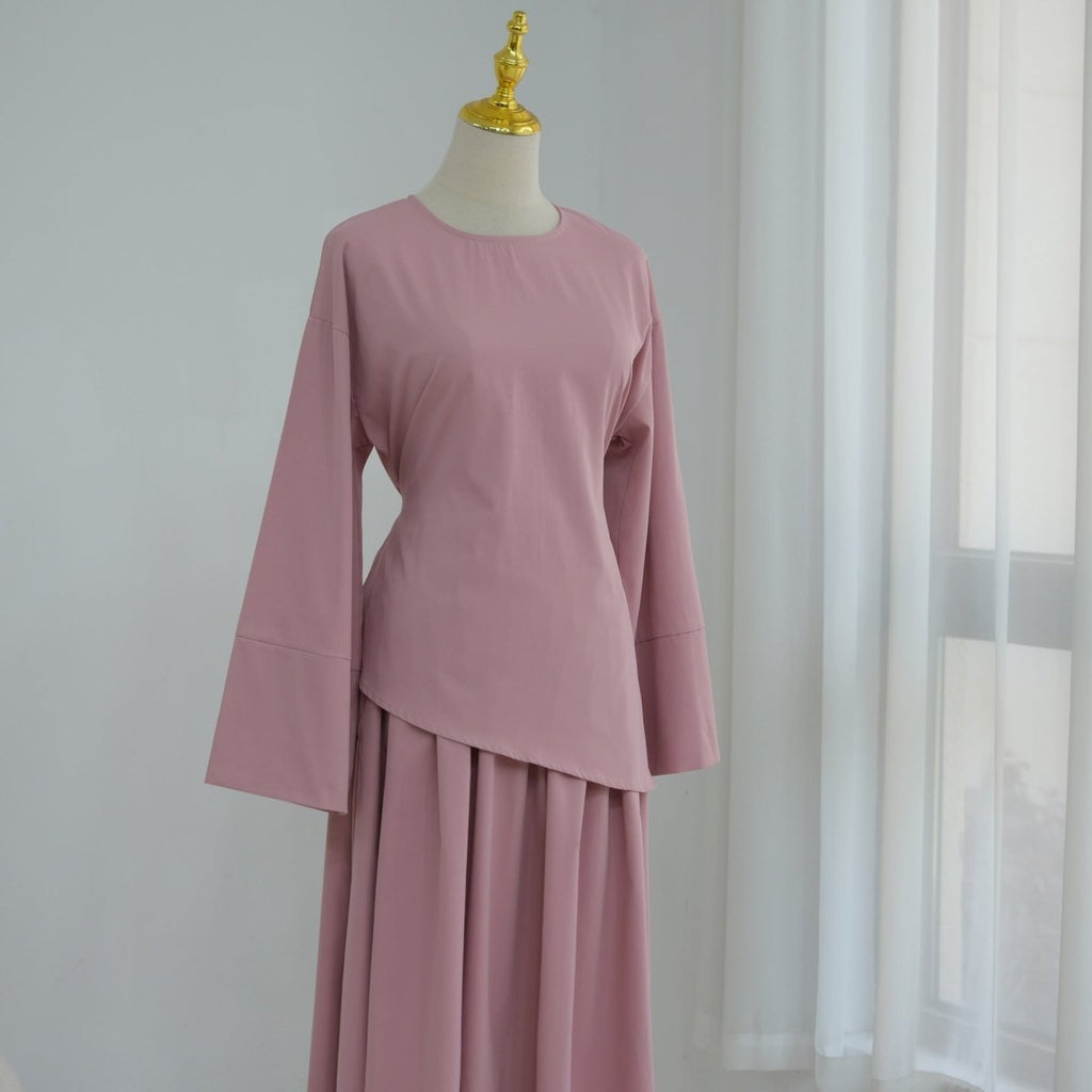 Bell Sleeve Back-Tie Top & A-Line Maxi Skirt Set(MS469)