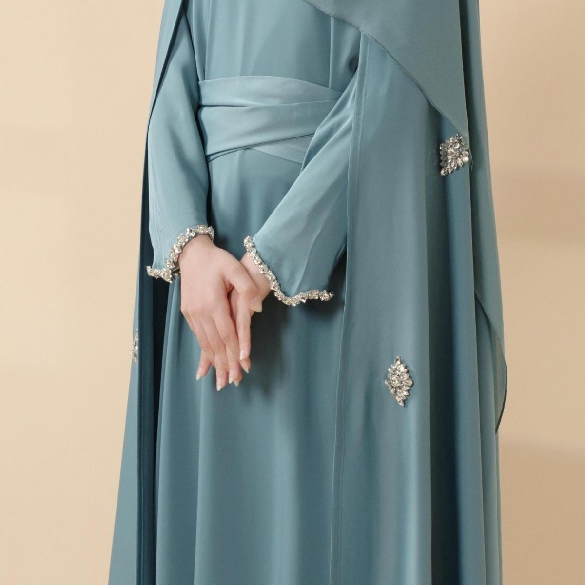 Cape Abaya, Haute Couture Heavy Rhinestone Abaya (MOA067)