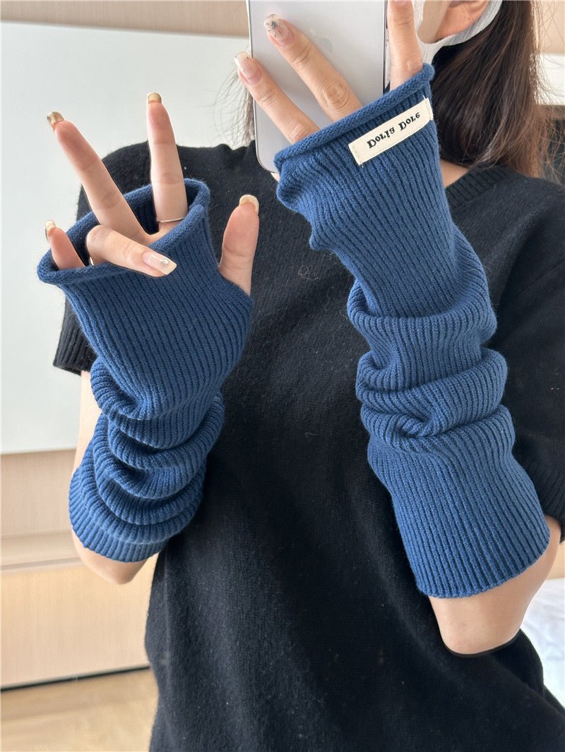 ‌Cascading Knit Sleeve Covers Cozy Elegance for Layered Style (MAC312)
