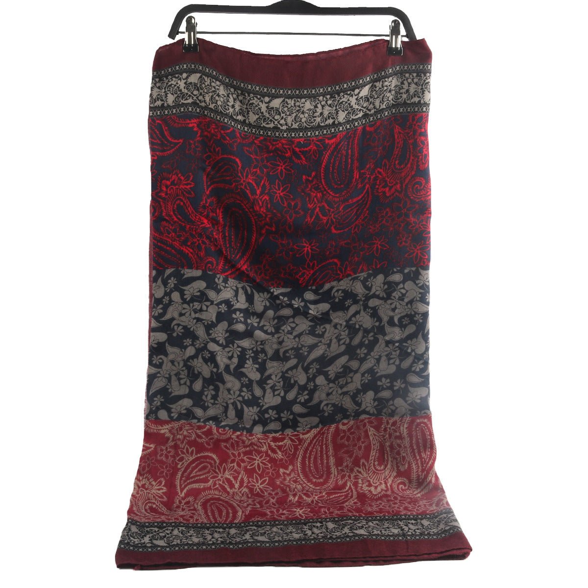 Cashmere-Feel Paisley Print Hijab Scarf | 180x85cm Fringe Edge Shawl with Traditional Motifs(MH150)