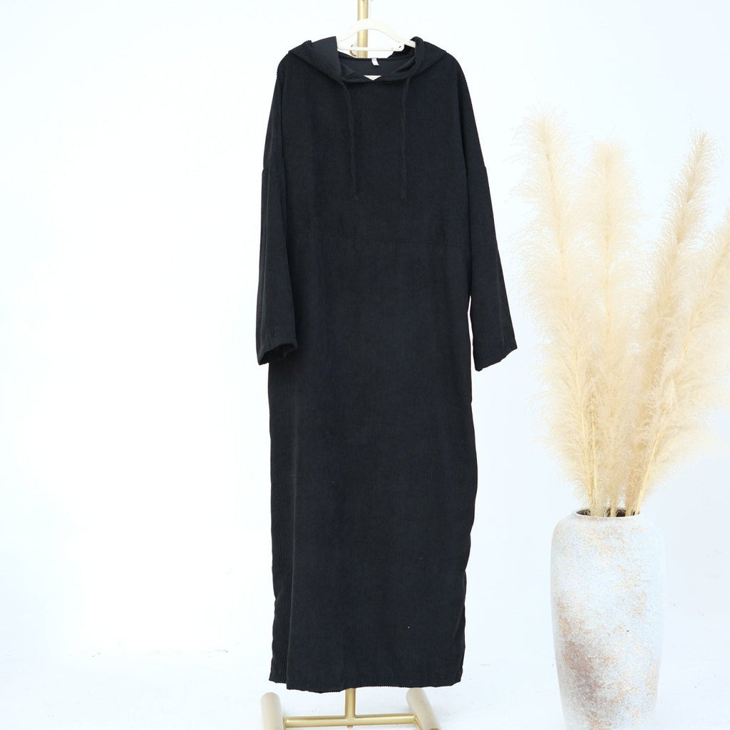 Casual Corduroy Hoodie Abaya (MA110)
