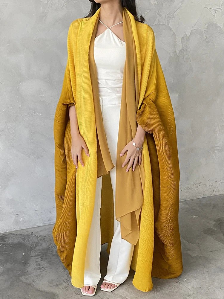 Chic Pleated Ombre Batwing Open Abaya (MOA120）