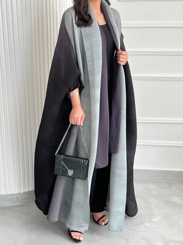 Chic Pleated Ombre Batwing Open Abaya (MOA120）
