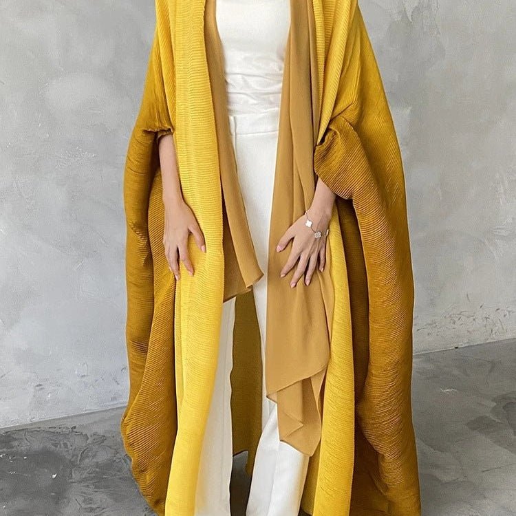 Chic Pleated Ombre Batwing Open Abaya (MOA120）