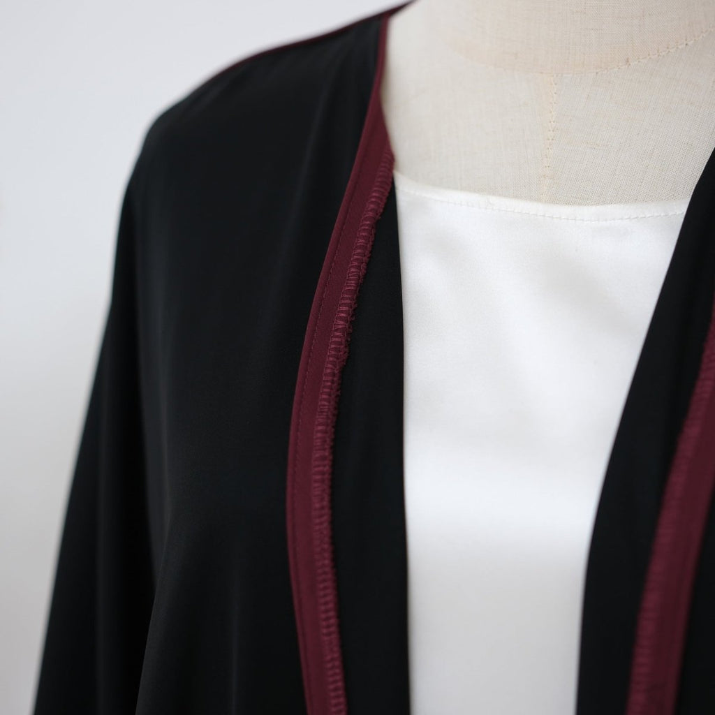Contrast Piped Batwing Open Abaya(MOA325)