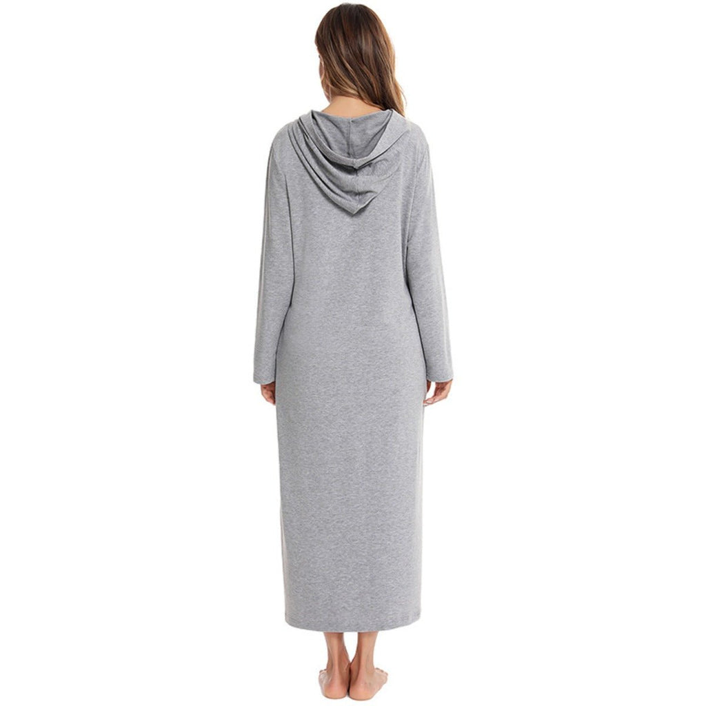 Cozy Longline Zip-Up Cardigan with Pockets | Home Wear Comfort(MS110)