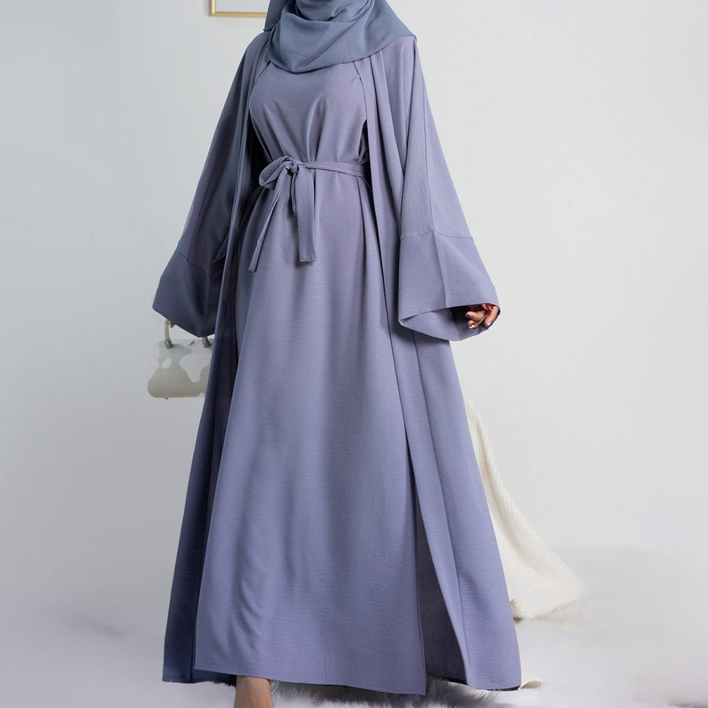 Crepe Pocket Open Abaya 3-Piece Set (MA002)
