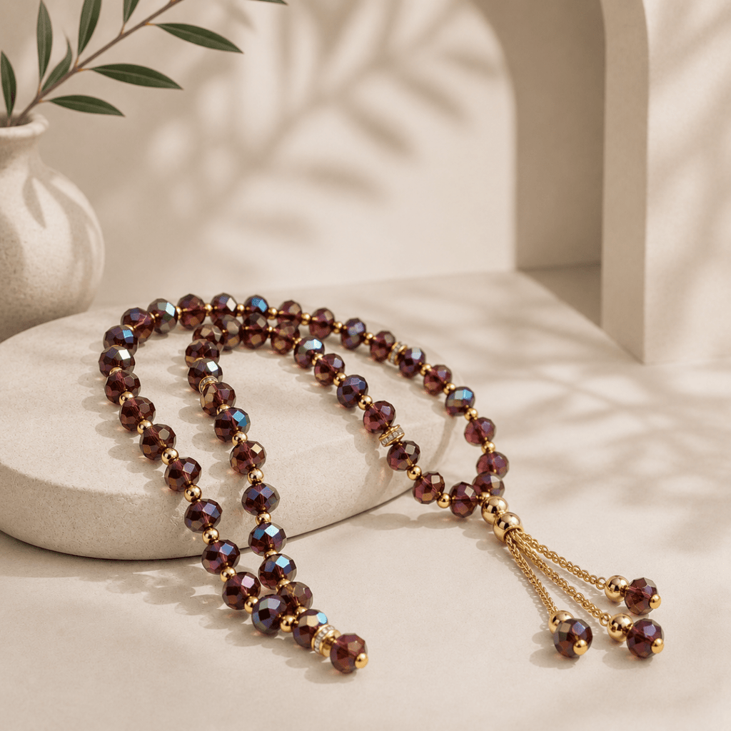 Crystal Glass Muslim Prayer Tasbeeh, 33pcs beads (MR039)