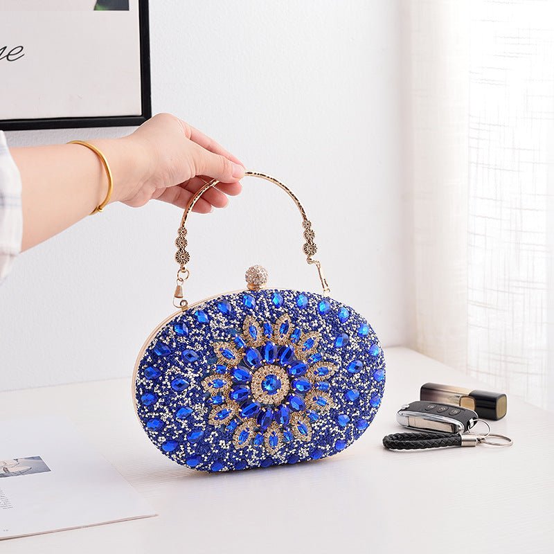 Crystal Sunflower Evening Clutch | Rhinestone Party Bag with Chain Handle(MAC356)