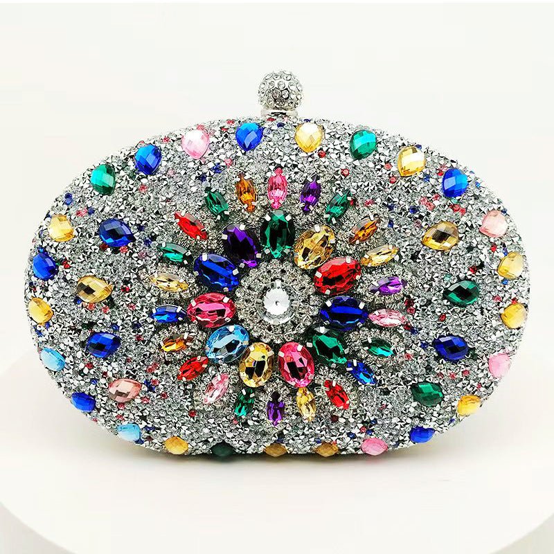 Crystal Sunflower Evening Clutch | Rhinestone Party Bag with Chain Handle(MAC356)