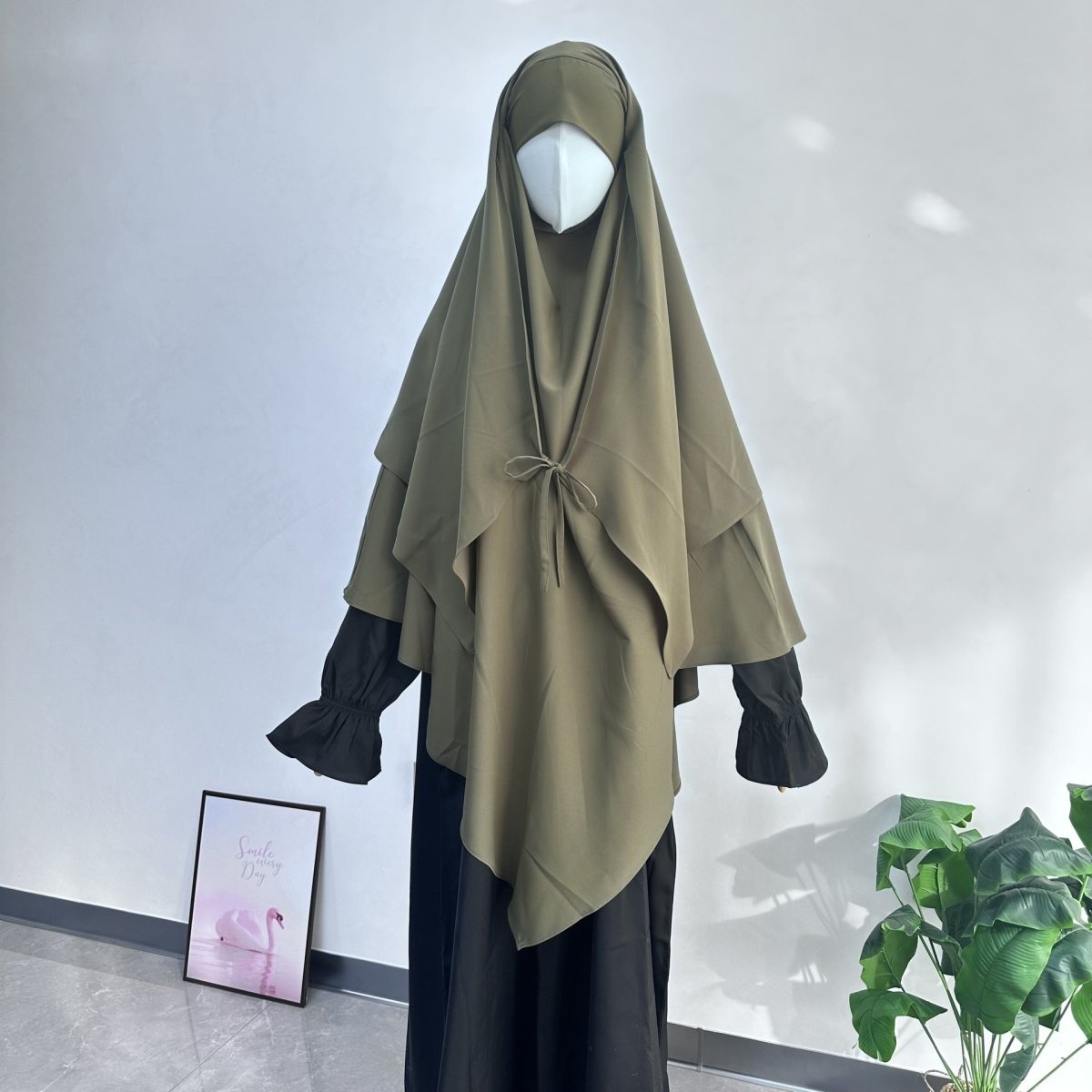 Double Layer Tie-Front Khimar(MK033)