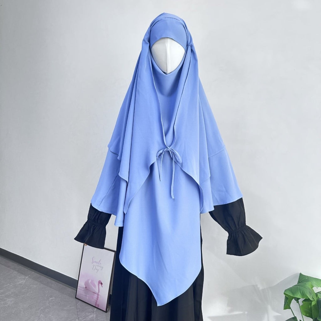 Double Layer Tie-Front Khimar(MK033)