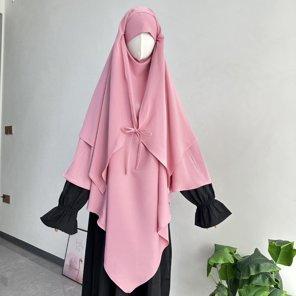 Double Layer Tie-Front Khimar(MK033)