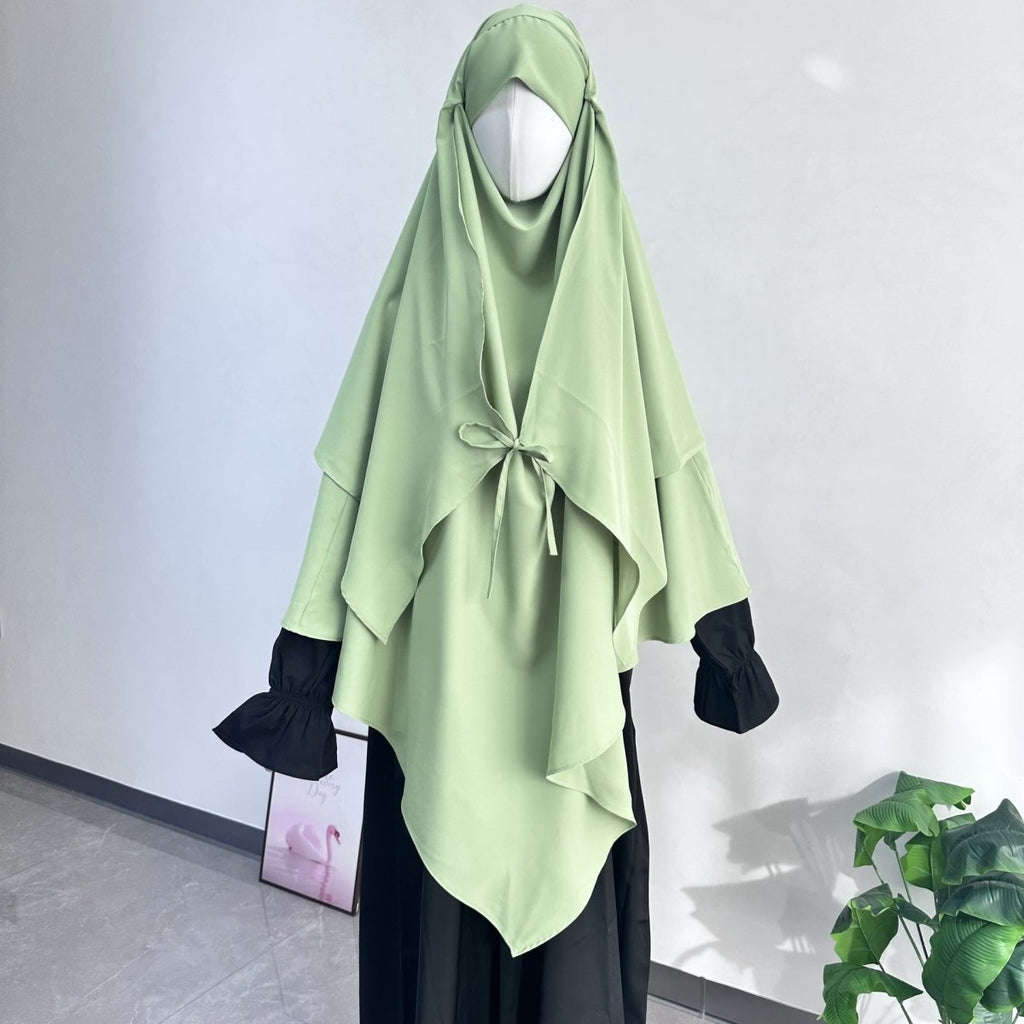 Double Layer Tie-Front Khimar(MK033)