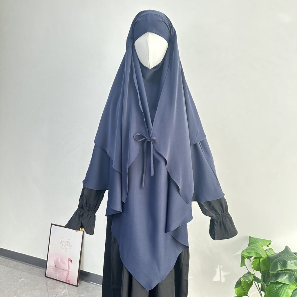 Double Layer Tie-Front Khimar(MK033)