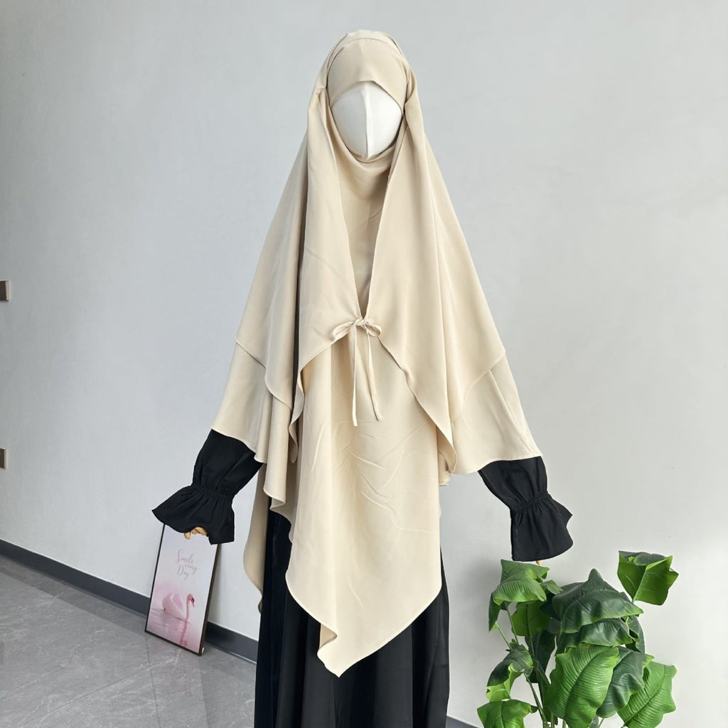 Double Layer Tie-Front Khimar(MK033)