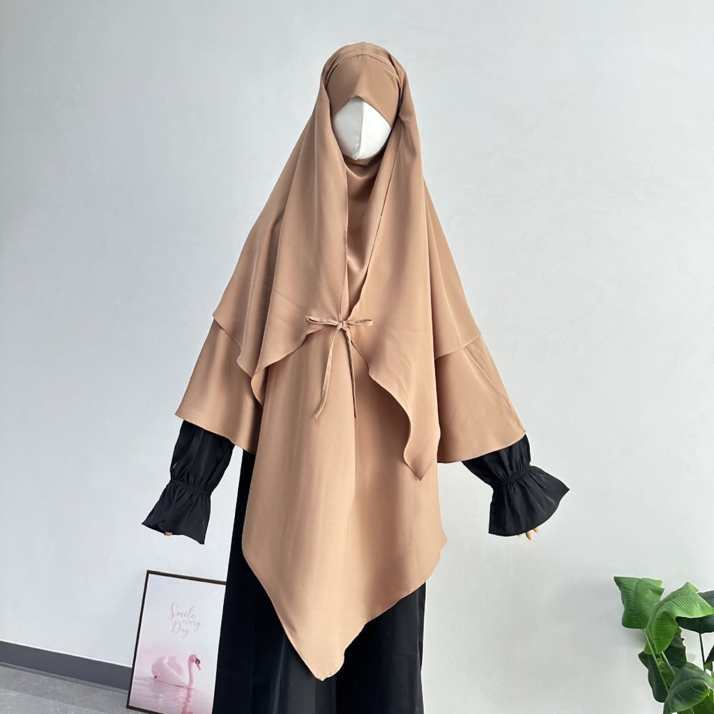 Double Layer Tie-Front Khimar(MK033)
