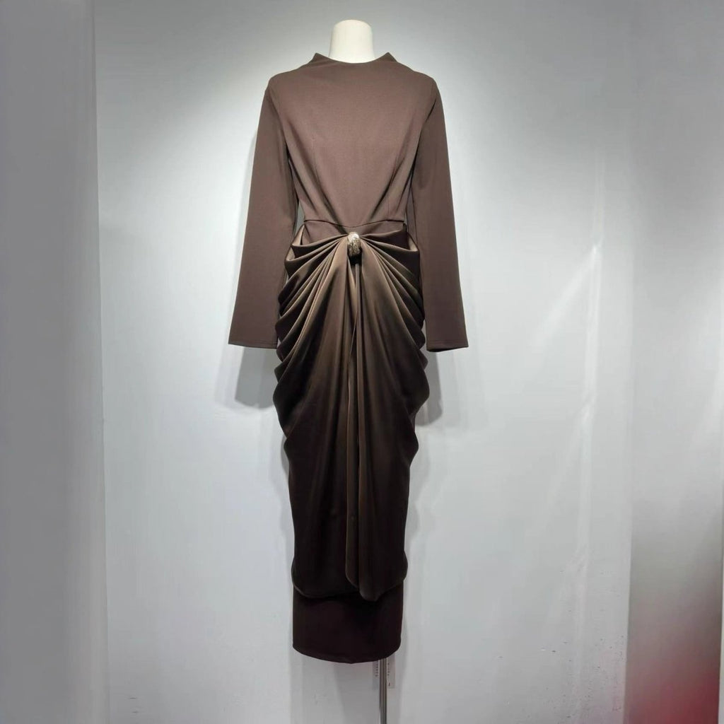 Draped Jersey Maxi Dress(MS386)