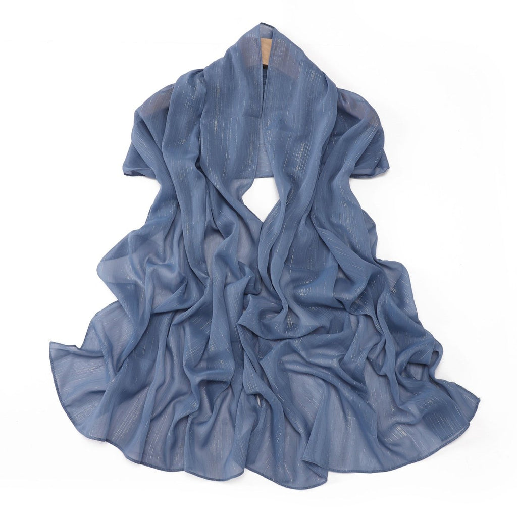 Effortless Grace Scarf Silver Crinkle Chiffon Hijab (MH153)