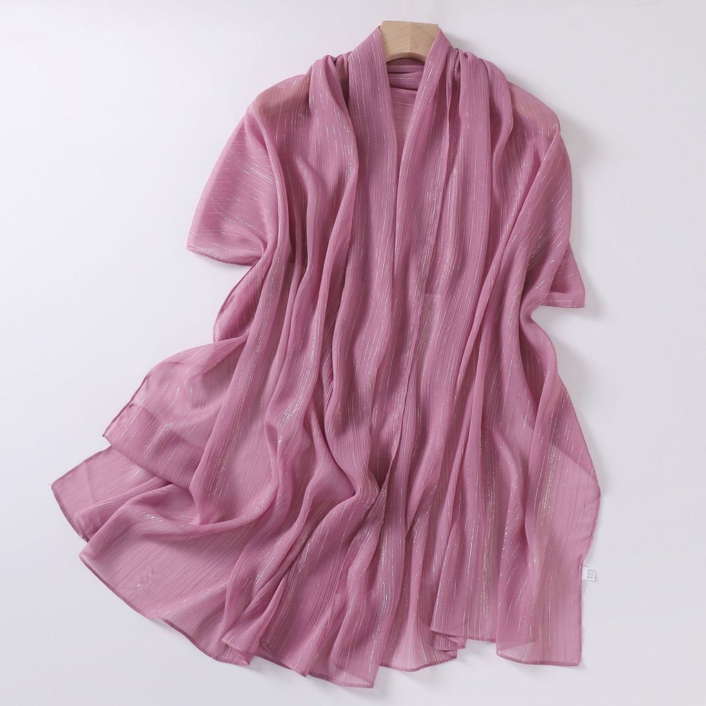 Effortless Grace Scarf Silver Crinkle Chiffon Hijab (MH153)