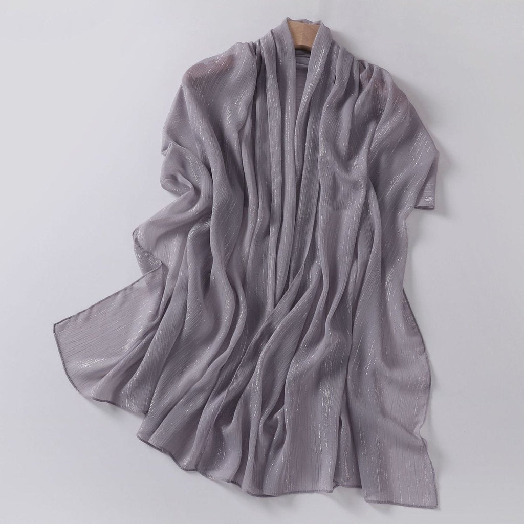 Effortless Grace Scarf Silver Crinkle Chiffon Hijab (MH153)