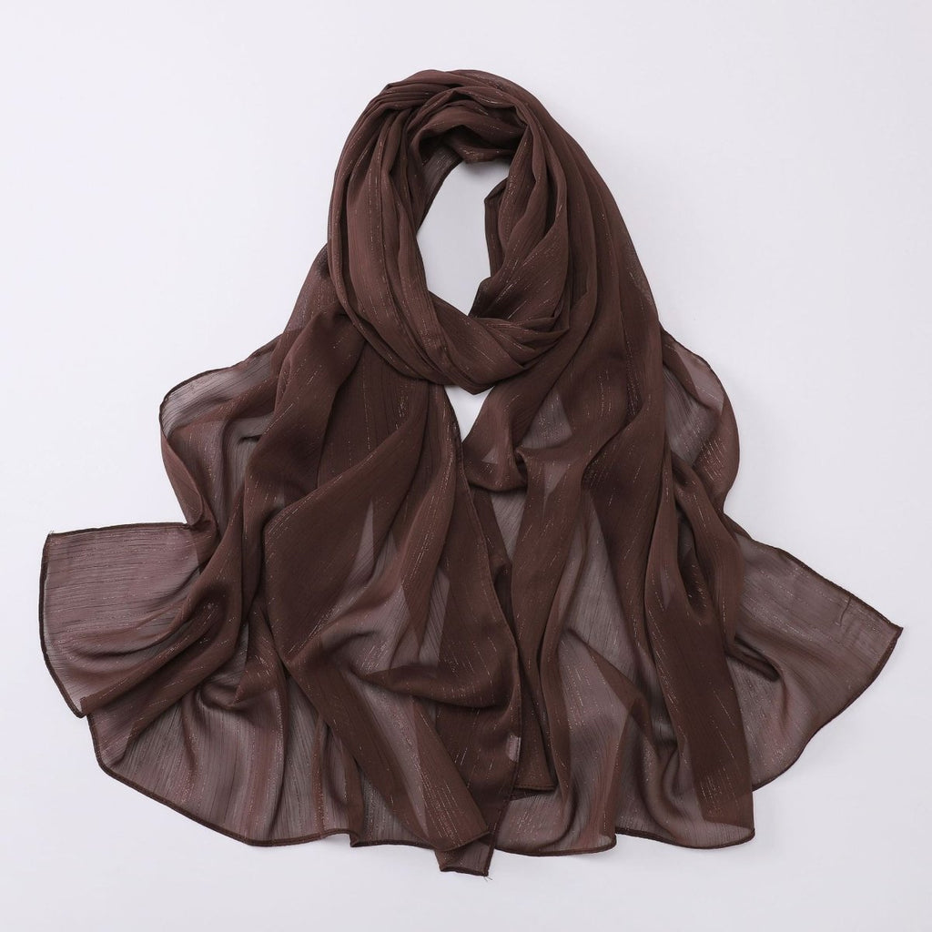 Effortless Grace Scarf Silver Crinkle Chiffon Hijab (MH153)