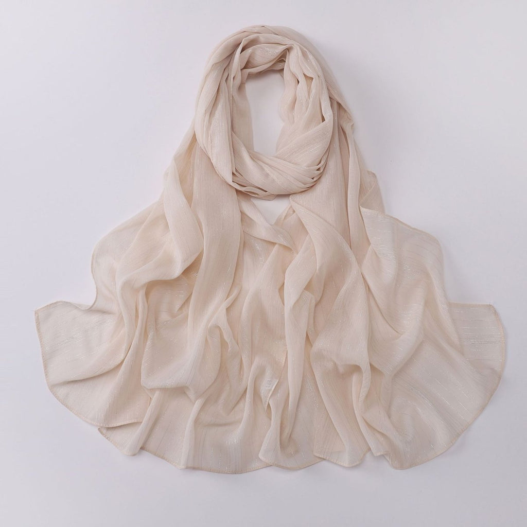 Effortless Grace Scarf Silver Crinkle Chiffon Hijab (MH153)
