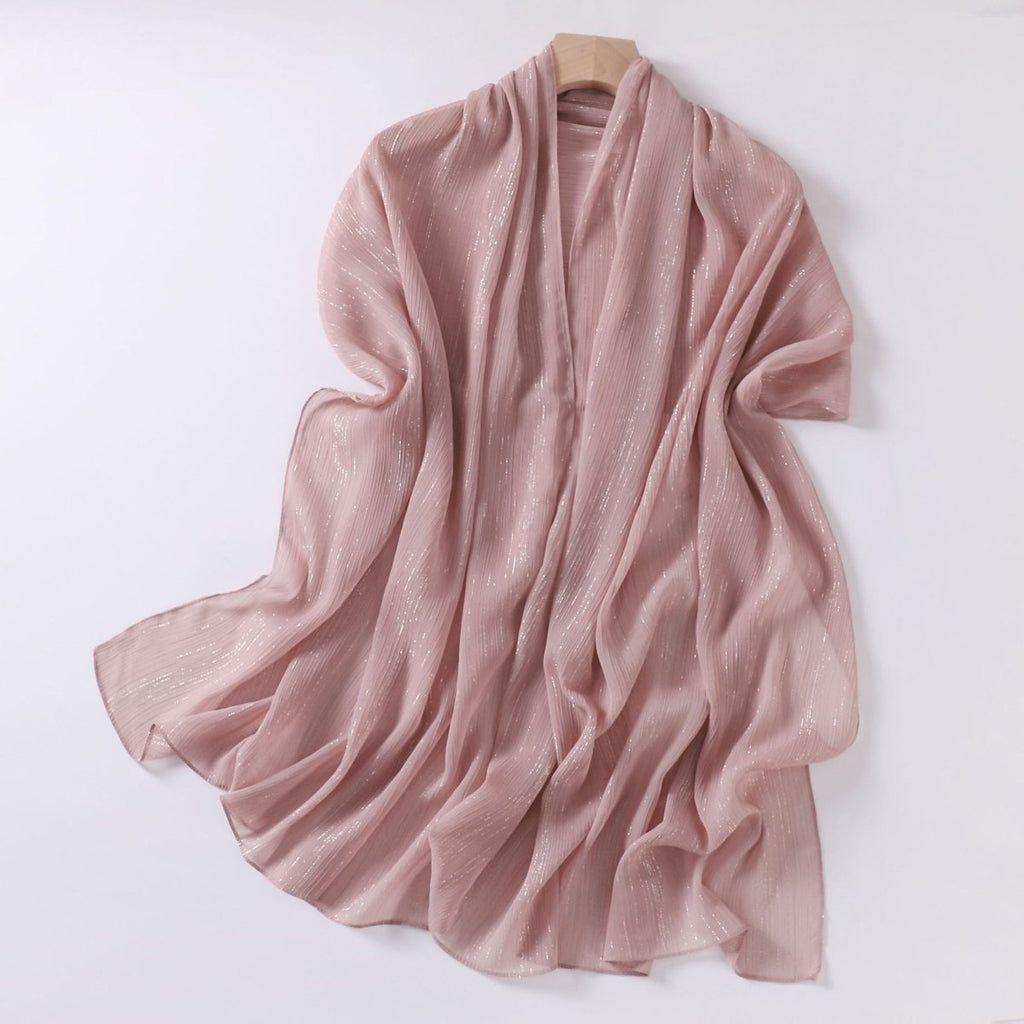 Effortless Grace Scarf Silver Crinkle Chiffon Hijab (MH153)