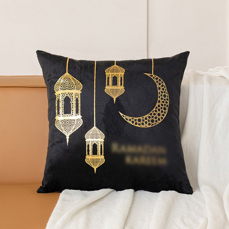 Eid Moon Hot Stamped Short Plush Pillow Cover (MR076)