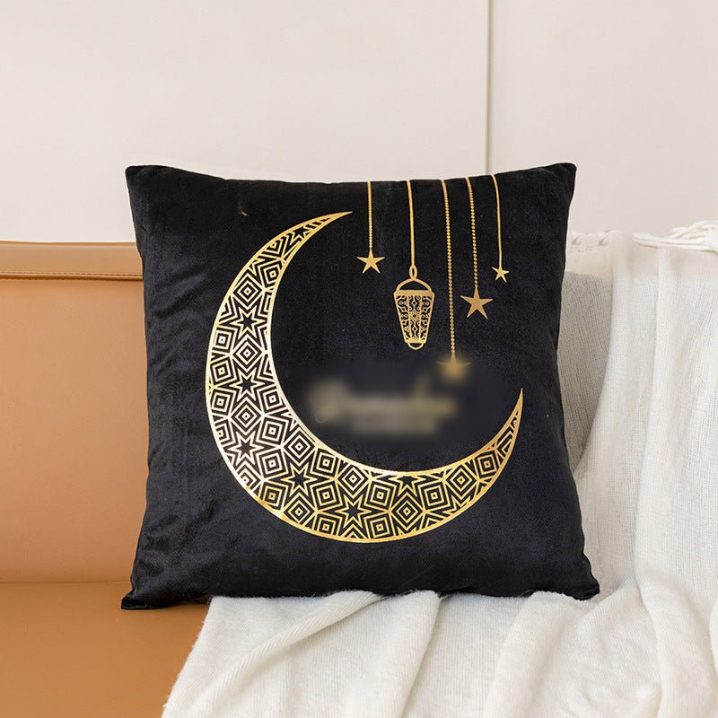 Eid Moon Hot Stamped Short Plush Pillow Cover (MR076)