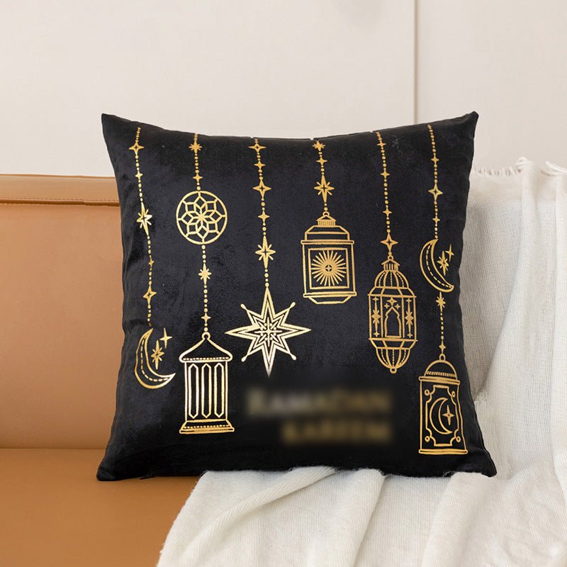 Eid Moon Hot Stamped Short Plush Pillow Cover (MR076)