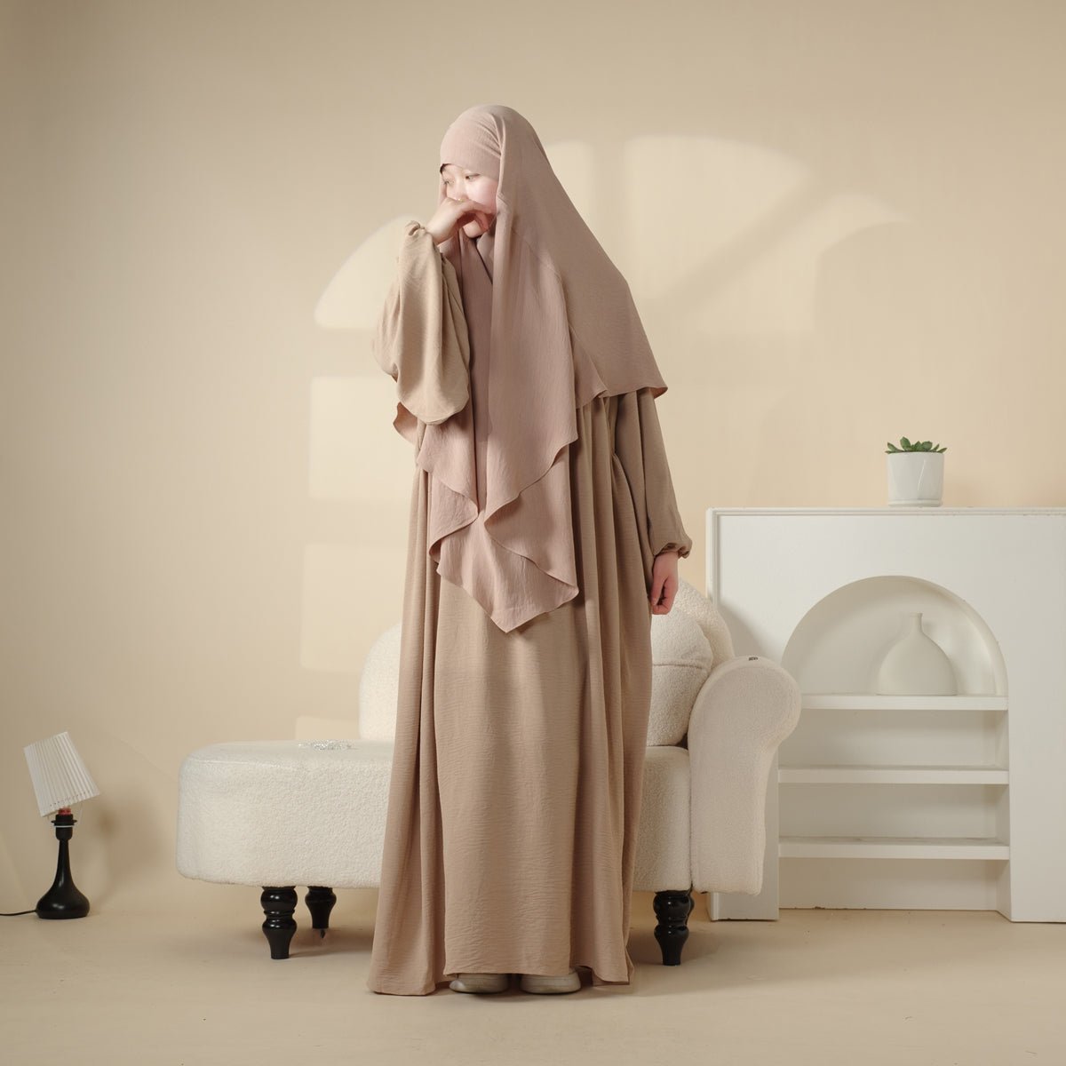 Elegant 2-Piece Crepe Abaya & Khimar Set (MK008)